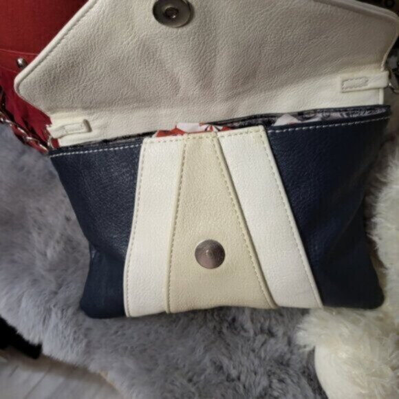 Mini Bag Grace Adele Blue white cream clutch cross body Purse - Picture 3 of 5